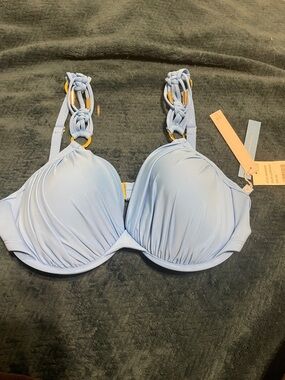 NWT Bleu Rod Beattie 38D Bikini Top Style RBCD25320D Color Lavoir Bleu
